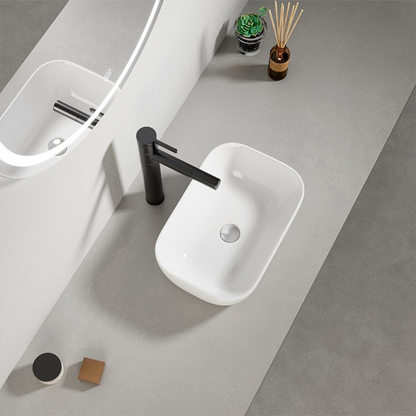 Lavoar ceramic mic 37 cm – oval, alb lucios, pentru toaletă de serviciu