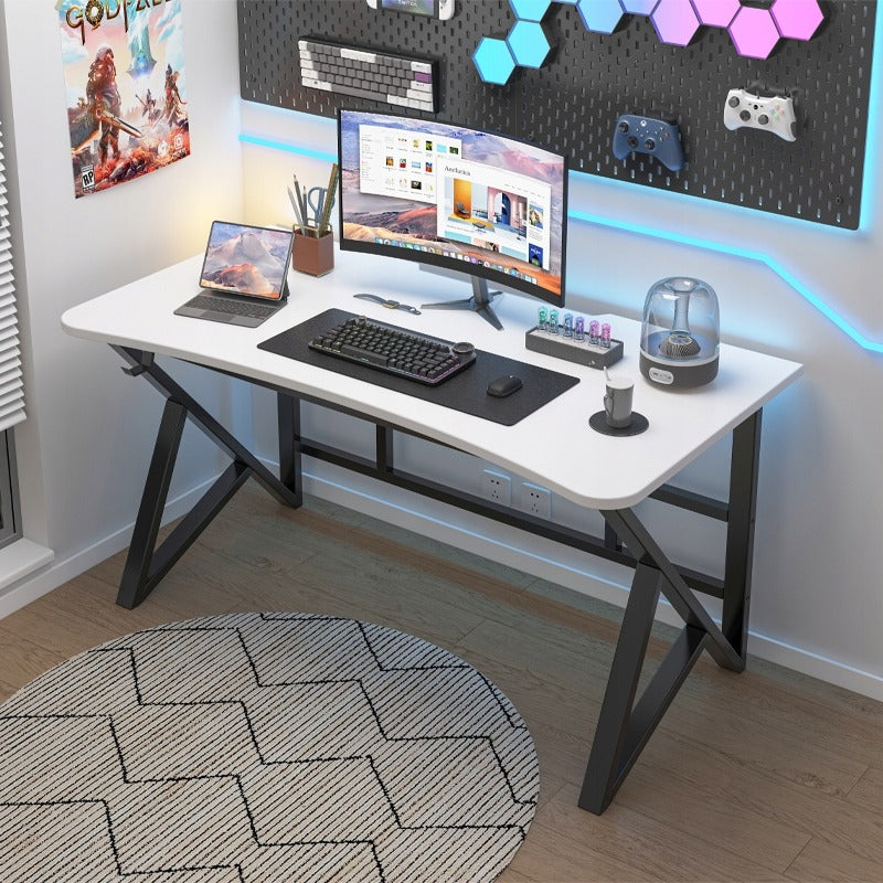 Birou gamer 120x60 cm – alb, stil loft, MDF + metal