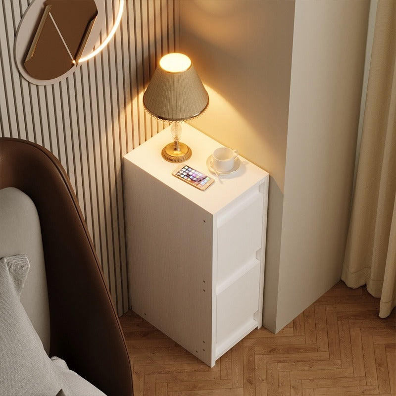 Dulapior de Dormitor si Living Super Slim, Noptiera Alba Latime 20 cm Stil Loft