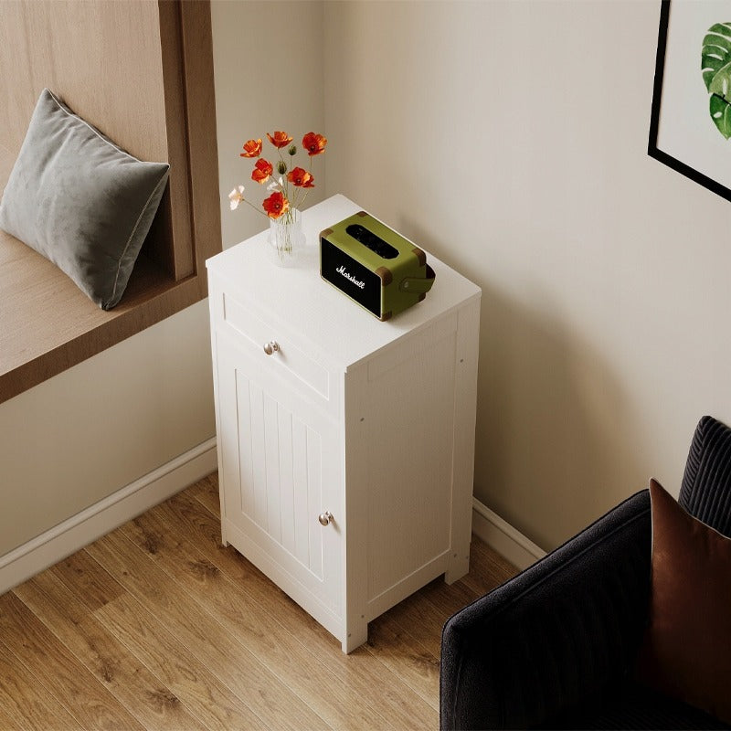 Comoda Alb din MDF cu 1 Sertar si Usa, Dulapior Baie si Hol, 42x34x76 cm