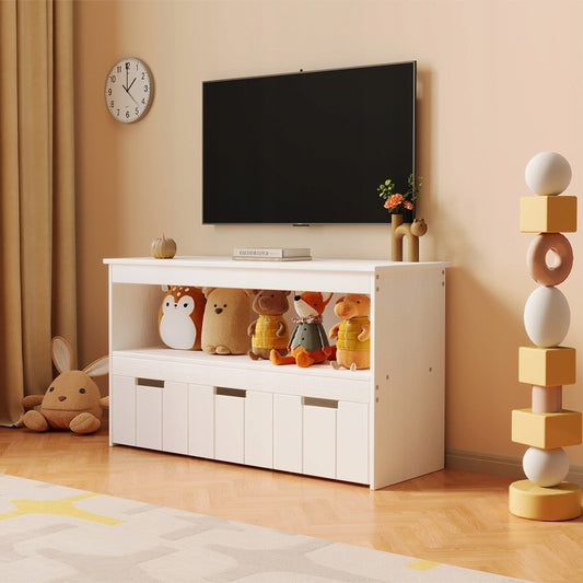 Raft Organizator pentru Jucarii si Carti Copii, Maro Rustic din MDF, 100 cm