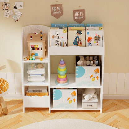 Biblioteca Stil Loft Alb cu 2 Usi, 100 cm, Dulap pentru Jucarii sau Depozitare Carti