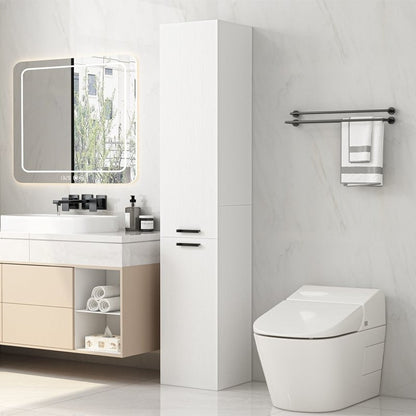 Soldat de Baie Inalt 174 cm Alb, Dulap Coloana Vertical cu 2 Usi si Rafturi