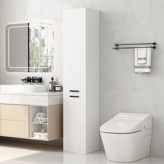 Soldat de Baie Inalt 174 cm Alb, Dulap Coloana Vertical cu 2 Usi si Rafturi