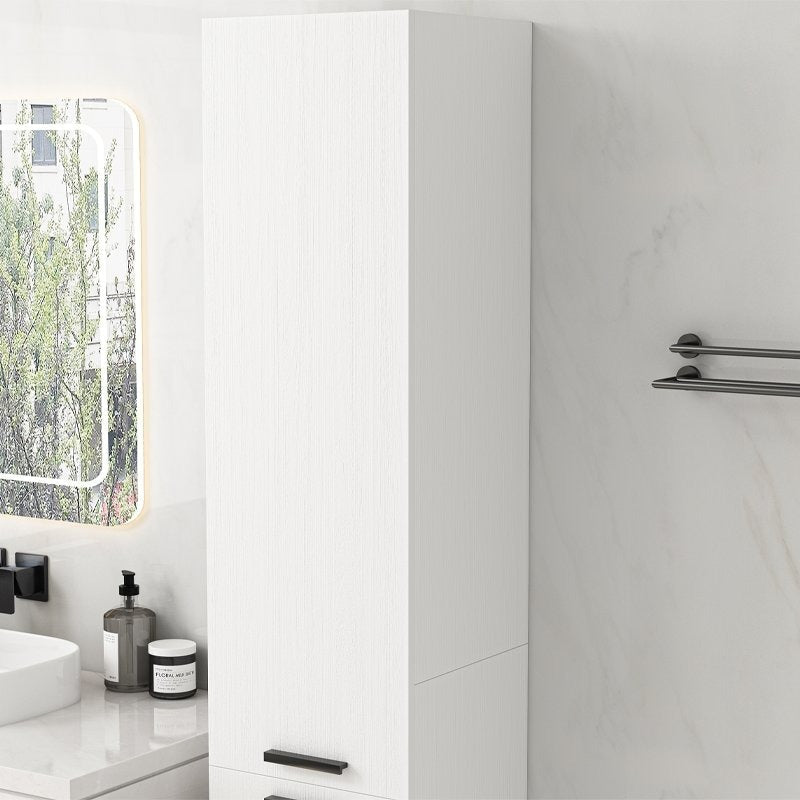 Soldat de Baie Inalt 174 cm Alb, Dulap Coloana Vertical cu 2 Usi si Rafturi