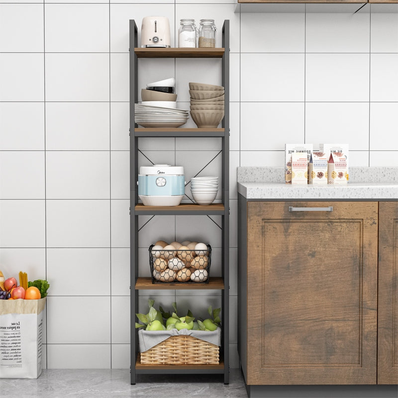 Raft industrial 154 cm – 5 polițe, MDF + metal, stil loft modern