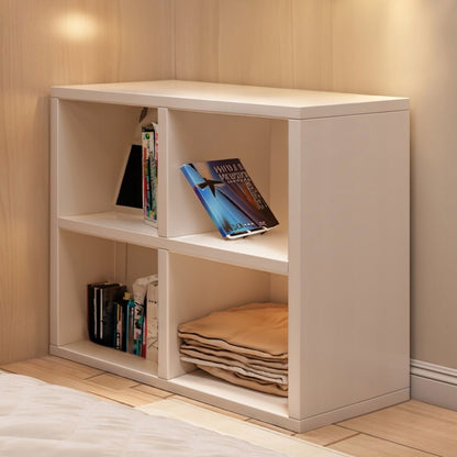 Raft Organizator cu 4 Compartimente, Biblioteca Tip Cub Alba din MDF, 60x30x60 cm