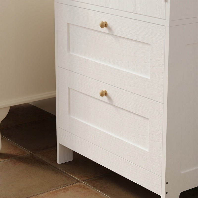 Dulap Independent de Baie cu 2 Sertare si Usi, Alb, 60x30x120 cm, din MDF