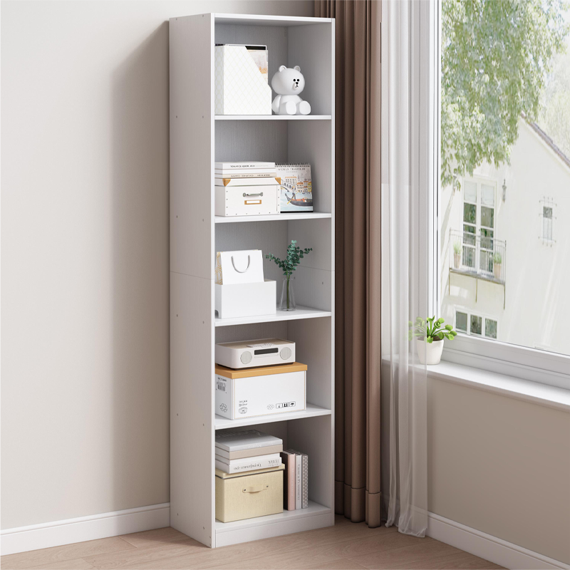 Bibliotecă modernă albă 182 cm – etajeră pentru cărți și decorațiuni, MDF