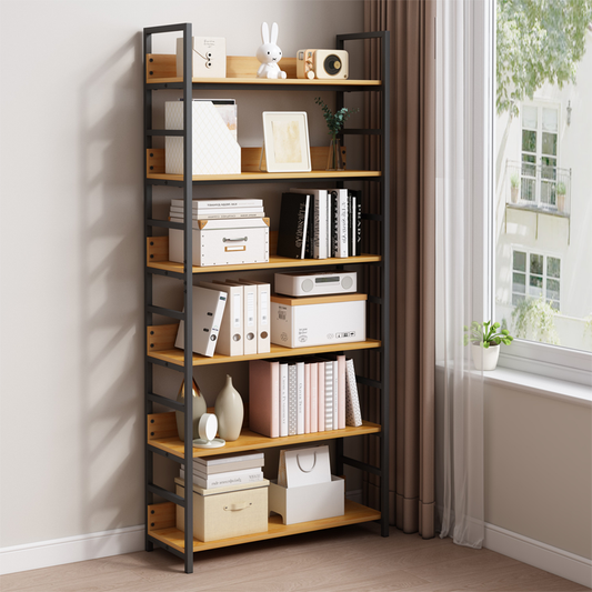 Bibliotecă loft 174 cm – 80 cm lățime, MDF + cadru metalic