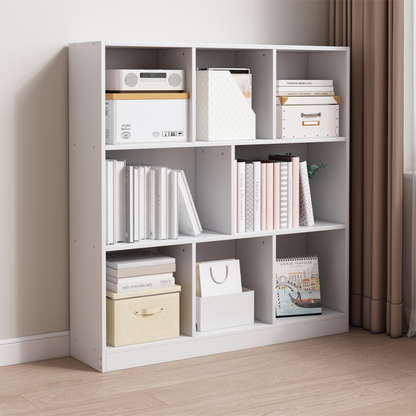 Bibliotecă depozitare 100 cm – albă, 8 spații, MDF, design minimalist