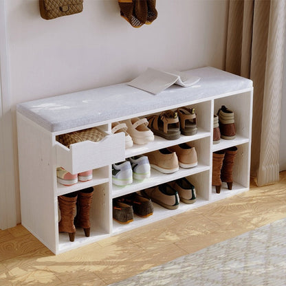 Pantofar cu Șezut și Pernă 100cm – Bancă Hol Albă Stil Loft