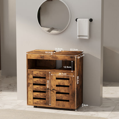 Masca Chiuveta Baie din MDF 60 cm, Dulap sub Lavoar Maro Rustic cu Usi