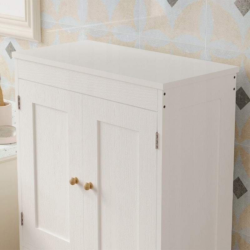 Dulap Independent de Baie cu 2 Sertare si Usi, Alb, 60x30x120 cm, din MDF