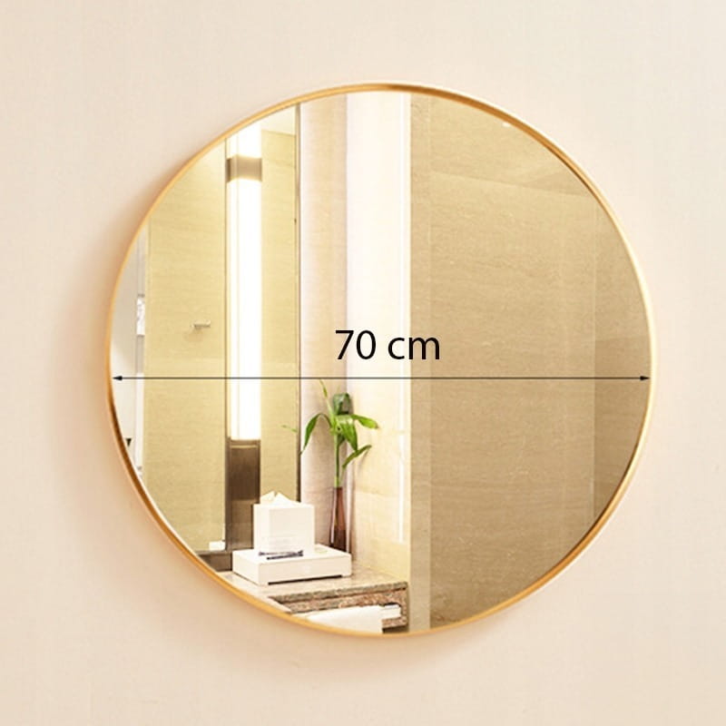 Oglindă rotundă 70 cm aurie – design elegant, pentru baie și living