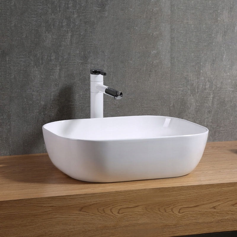 Lavoar pe Blat Dreptunghiular 41x31 cm – Chiuvetă Baie Ceramică Albă