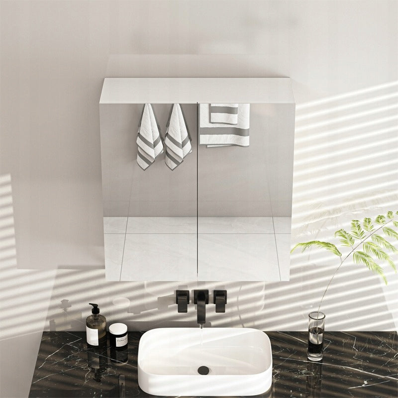 Dulap de Baie Suspendat cu Oglinda din MDF Rezistent la Umiditate, Alb, 60x22x60 cm