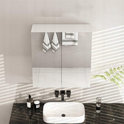 Dulap de Baie Suspendat cu Oglinda din MDF Rezistent la Umiditate, Alb, 60x22x60 cm