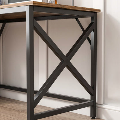 Birou Industrial Stil Loft 120x60x78 cm, Masa Maro Rustic cu Cadru Metalic