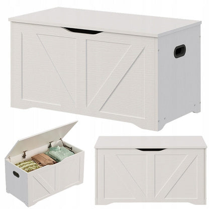 Lada Depozitare din Lemn pentru Lenjerie de Pat, Cufar Alb Stil Loft, 80x40x46 cm