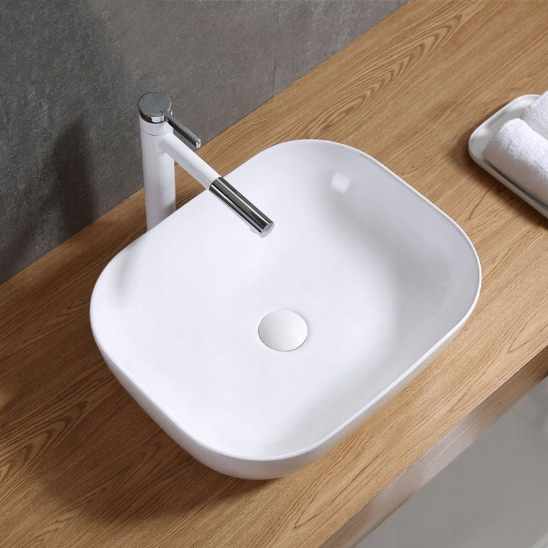 Lavoar pe Blat Dreptunghiular 41x31 cm – Chiuvetă Baie Ceramică Albă