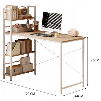 Birou cu Bibliotecă 120cm Stejar Sonoma – Birou Loft 2în1 cu Rafturi