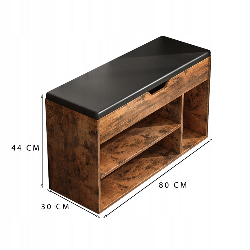 Dulap pantofi cu scaun – 80 cm, stil loft, depozitare practică