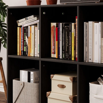 Biblioteca Modulara tip Cub 3x2 cu 6 Compartimente, Negru Mat, 100x30x63 cm