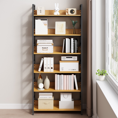 Bibliotecă loft 174 cm – 80 cm lățime, MDF + cadru metalic