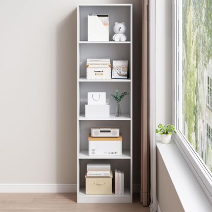 Bibliotecă modernă albă 182 cm – etajeră pentru cărți și decorațiuni, MDF