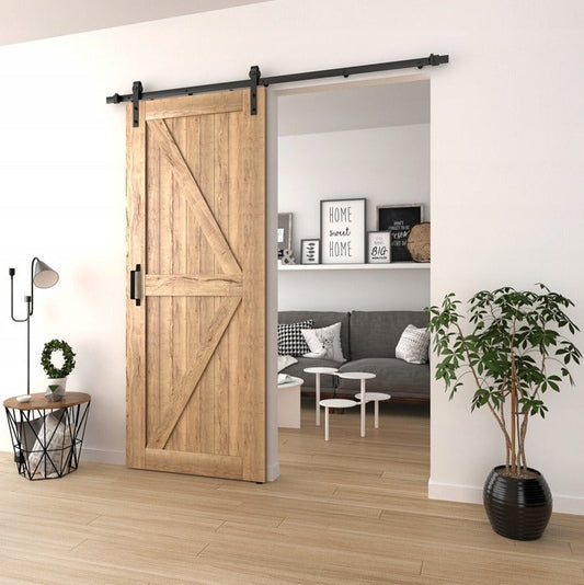 Kit Sistem Usi Glisante 2m Stil Loft, Feronerie Culise Usa Hambar Negru, 200 cm