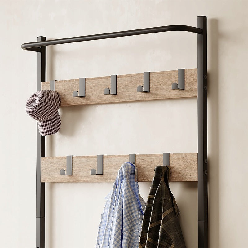 Cuier de Podea Stil Loft pentru Hol, 178x64 cm, Suport Haine si Pantofi Maro/Negru