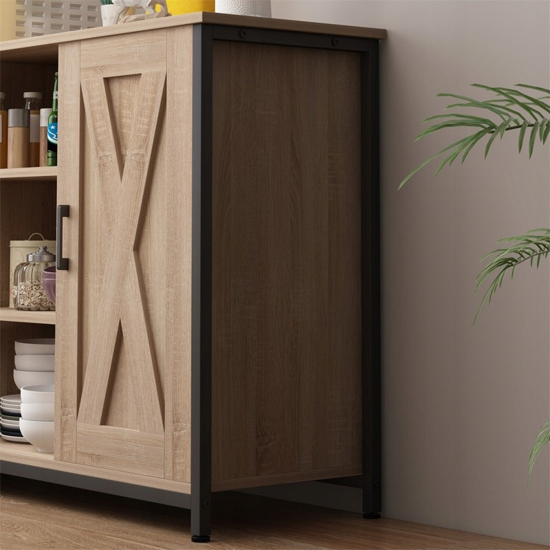 Comoda Laterala si Bufet Stil Loft, Stejar Sonoma cu Metal Negru, 100x35x70 cm