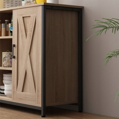 Comoda Laterala si Bufet Stil Loft, Stejar Sonoma cu Metal Negru, 100x35x70 cm