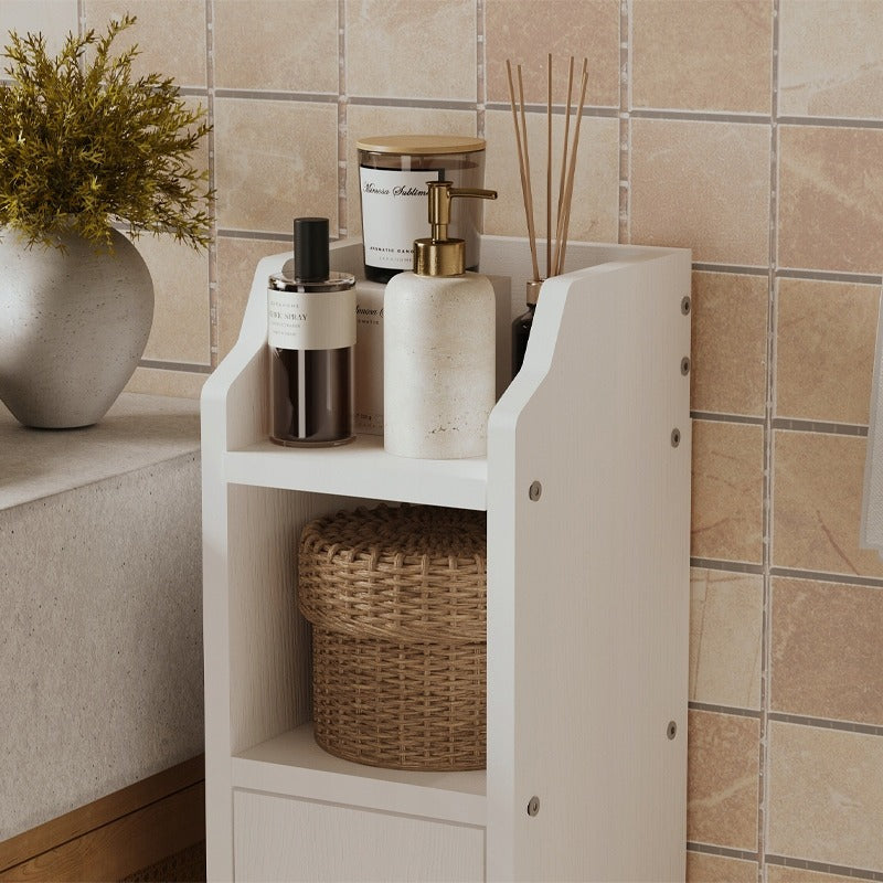Dulap de Baie Ingust Tip Coloana cu 4 Rafturi, Alb, 18x20x80 cm, din MDF Loft