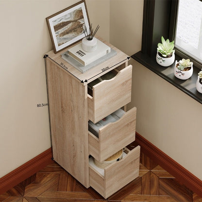 Comoda Turn Ingusta cu Sertare, Dulapior Baie si Hol Stejar Rustic, 30x30x80 cm