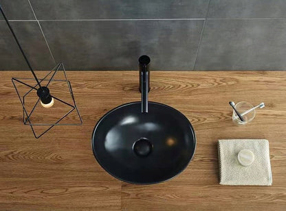 Lavoar pe Blat din Ceramica Negru Mat Rebiko, Forma Ovala, 41.5x33 cm