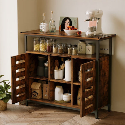 Bufet Stil Loft Maro cu Rafturi Deschise, Dulap Lateral Bucatarie si Living, 90x35x80 cm