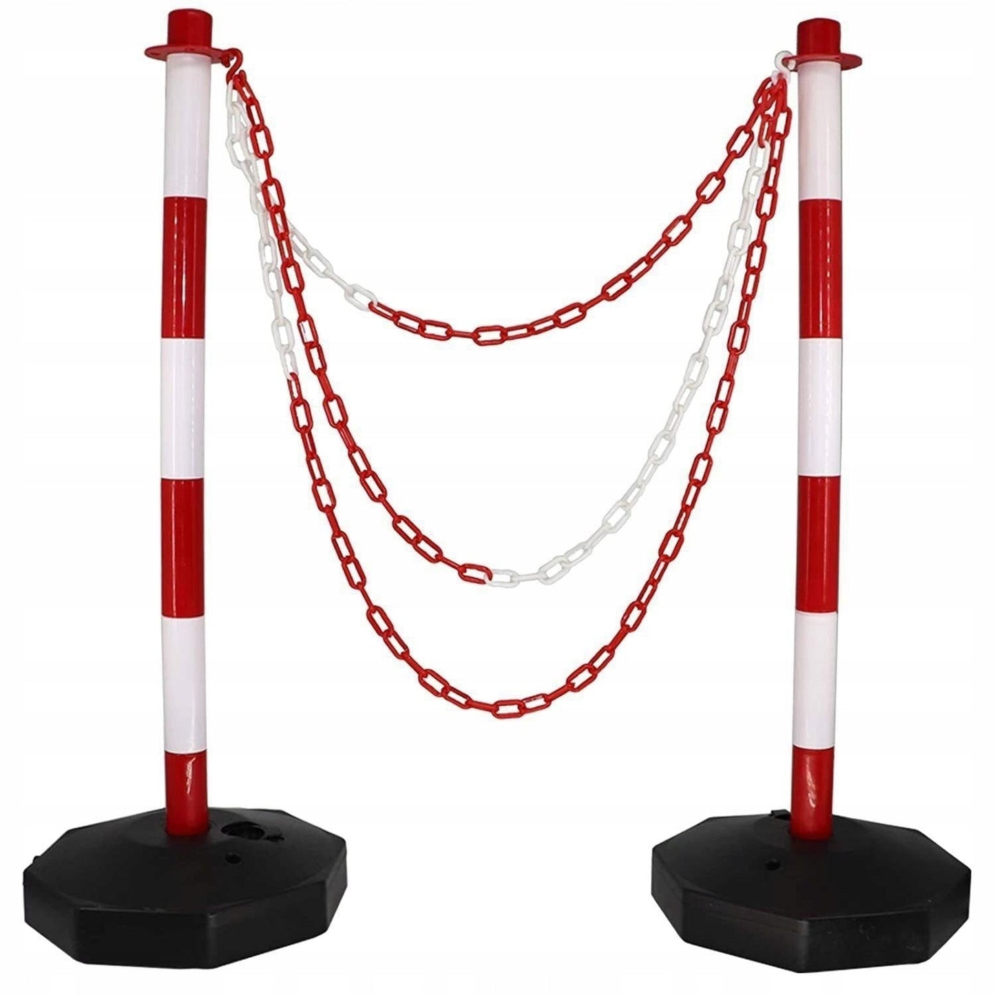 Lant de Avertizare din Plastic Alb-Rosu, Lungime 25 m, Grosime 6 mm