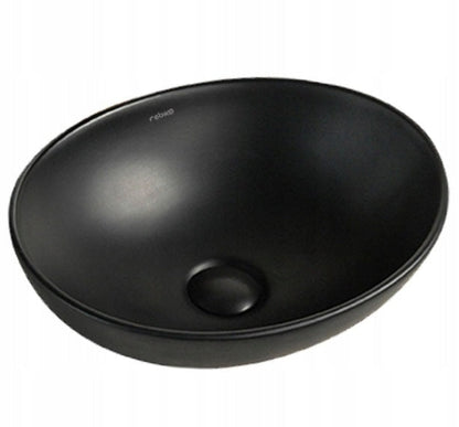 Lavoar pe Blat din Ceramica Negru Mat Rebiko, Forma Ovala, 41.5x33 cm