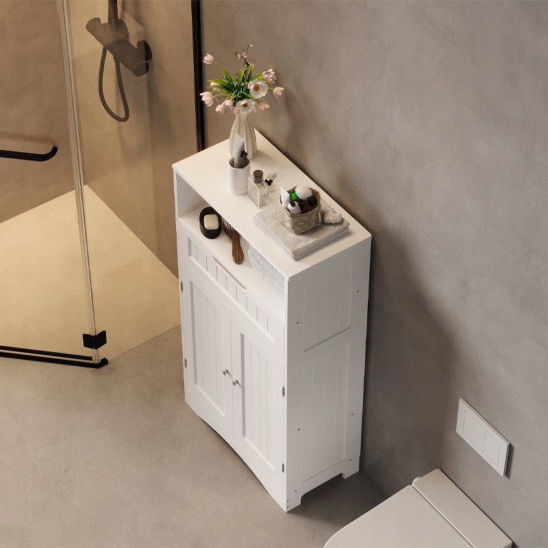 Dulap Independent de Baie cu 1 Usa si 1 Sertar, Alb din MDF, 60x30x108 cm