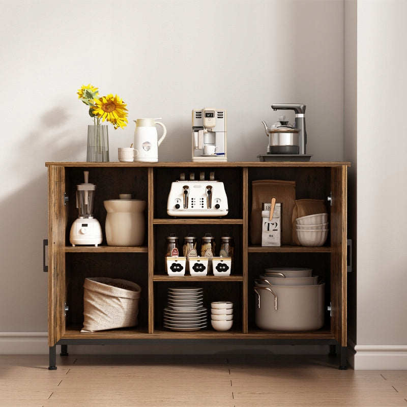 Dulap comodă 100 cm maro rustic – 2 sertare + polițe, design clasic