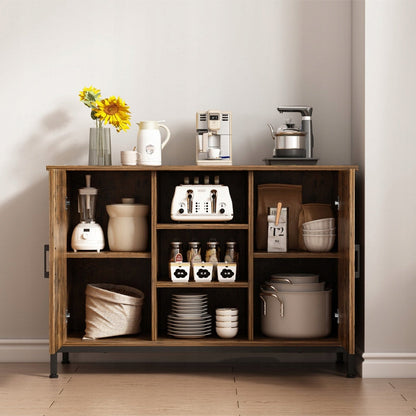 Dulap comodă 100 cm maro rustic – 2 sertare + polițe, design clasic