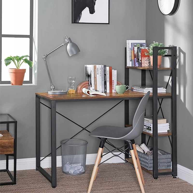 Birou cu rafturi 120 cm – negru, industrial, MDF + metal