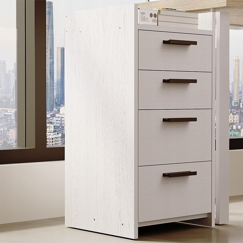 Container Birou Independent cu 4 Sertare, Comoda Alba din Lemn, 36x35x70 cm