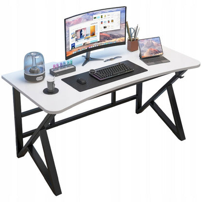 Birou gamer 120x60 cm – alb, stil loft, MDF + metal