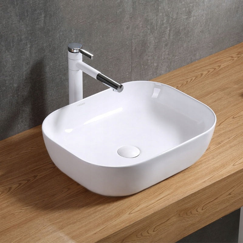 Lavoar pe Blat Dreptunghiular 41x31 cm – Chiuvetă Baie Ceramică Albă