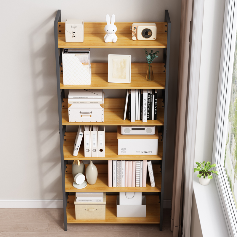Bibliotecă loft 174 cm – 80 cm lățime, MDF + cadru metalic