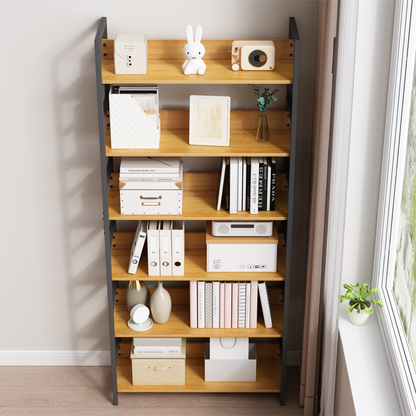 Bibliotecă loft 174 cm – 80 cm lățime, MDF + cadru metalic
