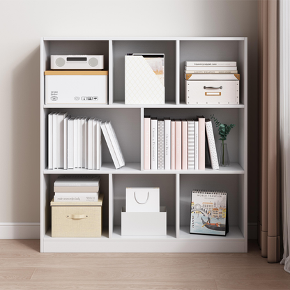 Bibliotecă depozitare 100 cm – albă, 8 spații, MDF, design minimalist